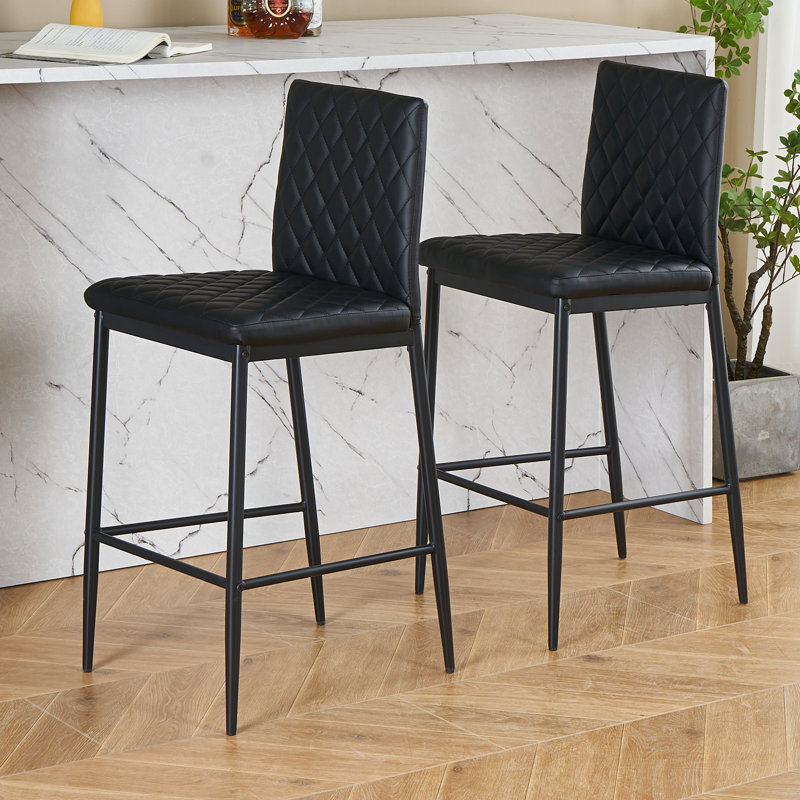 Rolands Upholstered Counter Stool with Metal Frame, Black