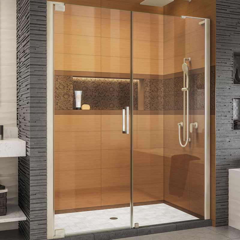 Elegance-LS 58.5" W x 72" H Pivot Frameless Shower Door with ClearMax™ Technology, Brushed Nickel