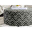 Repose-pieds rond rembourré de style contemporain avec bordure noire
