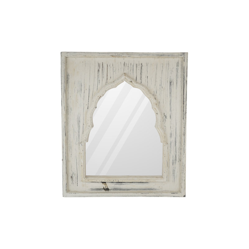Wood Flat Wall Mirror, White