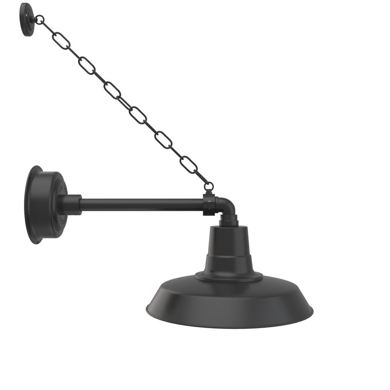 Luminaire de grange d'extérieur à DEL Haleigh, H 10 po x l 14 po x P 24 po, Noir mat