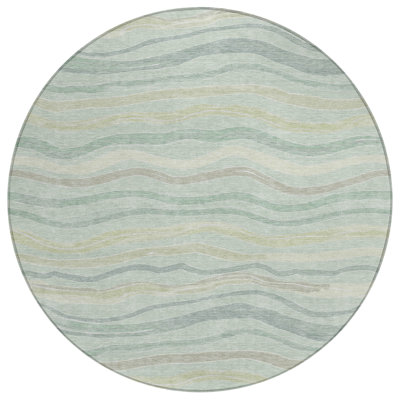 Thalvyn Green Washable Indoor-Outdoor Rug - LOOMLAN