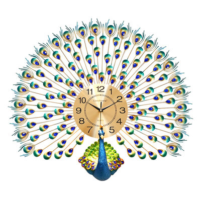 Horloge murale paon avec design oriental, montre à quartz suspendue pour le salon, décoration intérieure élégante