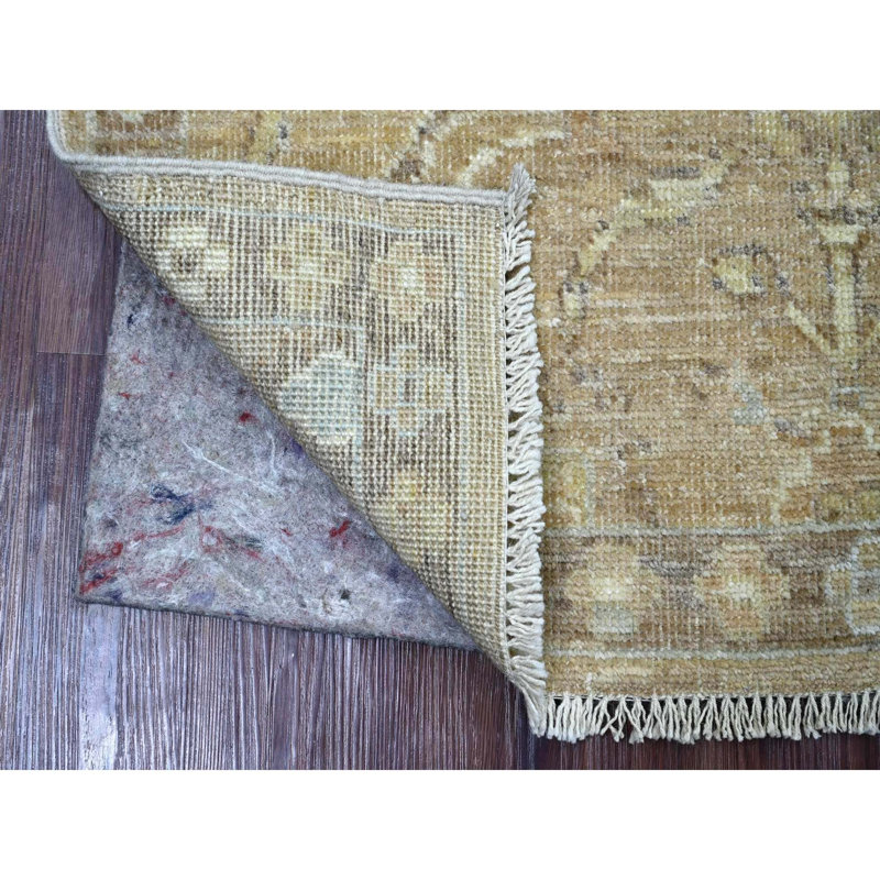 Tapis oriental brun 2 pi x 3 pi, teinture naturelle, motif angus afghan Oushak avec motif de feuilles partout, noué à la main, 100% laine, tapis, échantillon