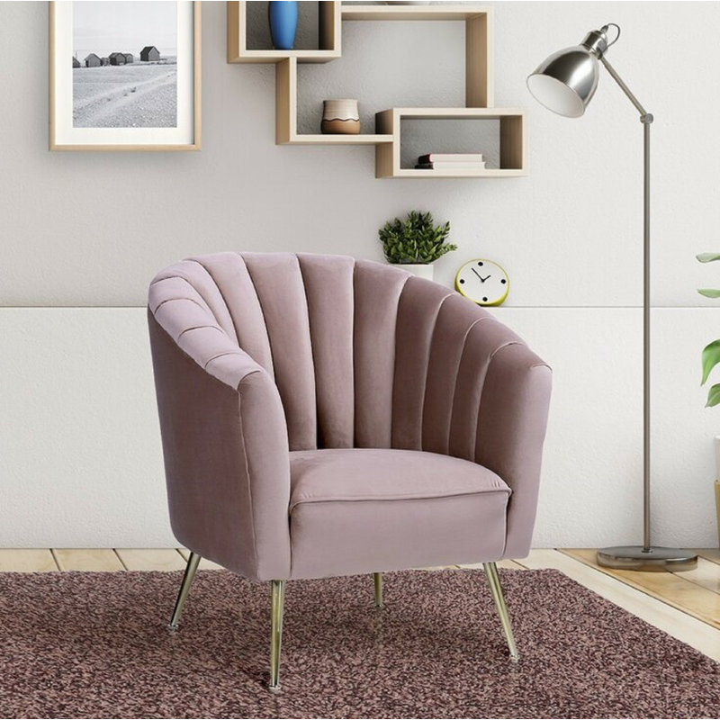 Fauteuil demi-tonneau Rosemont, Sergé rose clair