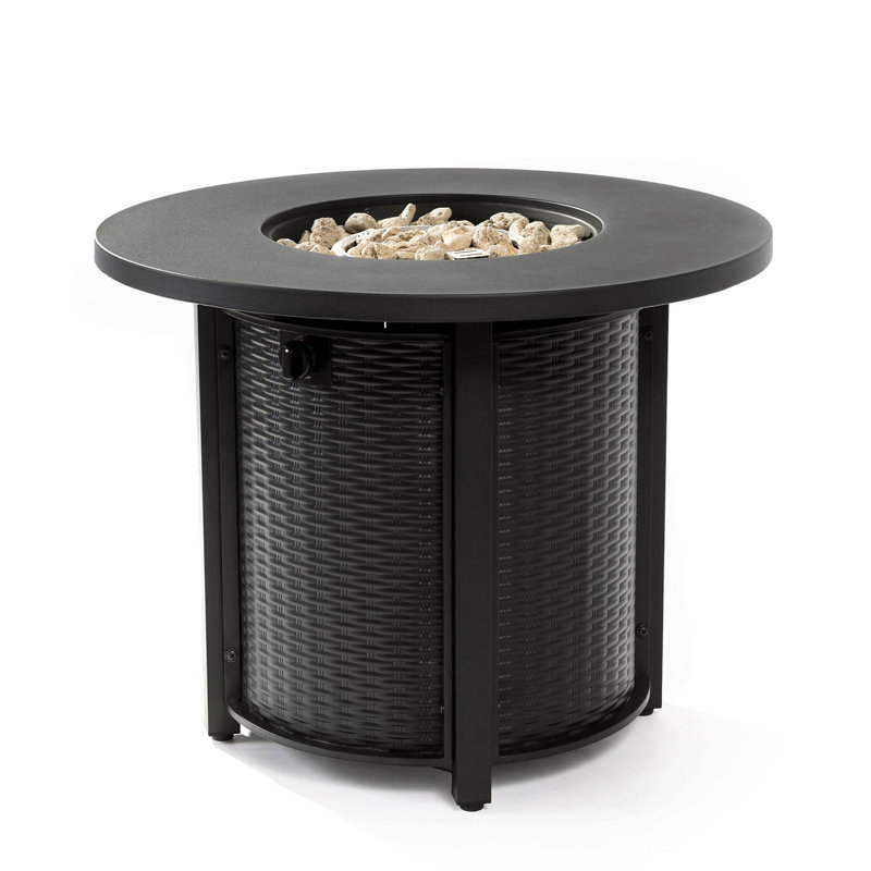 32" Propane Gas Fire Pit Table, 50000 BTU Round Steel Fire Pit For Outside Patio Deck Garden Courtyard-Black