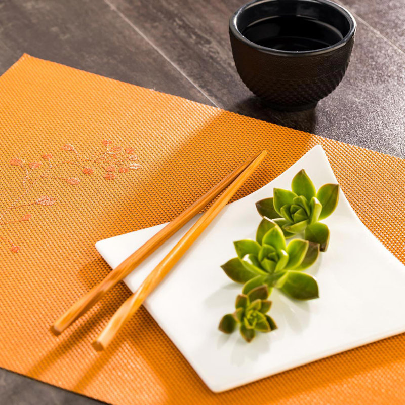 Ensemble de 6 napperons de table en filet de 16 x 12 po Carmel, Orange d’automne