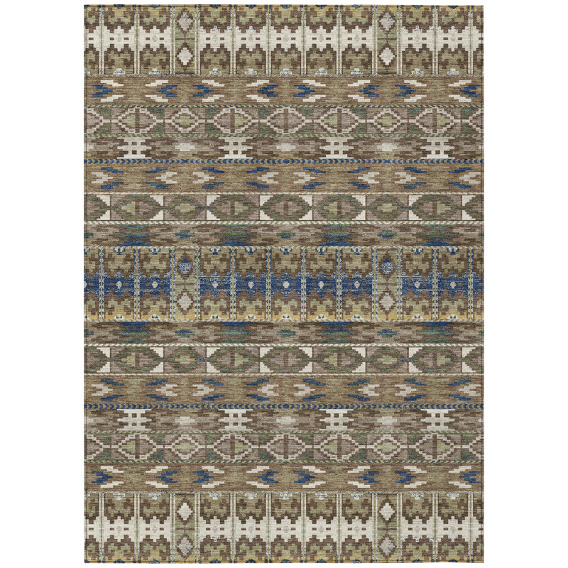 Machine Washable Indoor/Outdoor Chantille ACN2635 Lodge Rug, 9' x 12', Brown