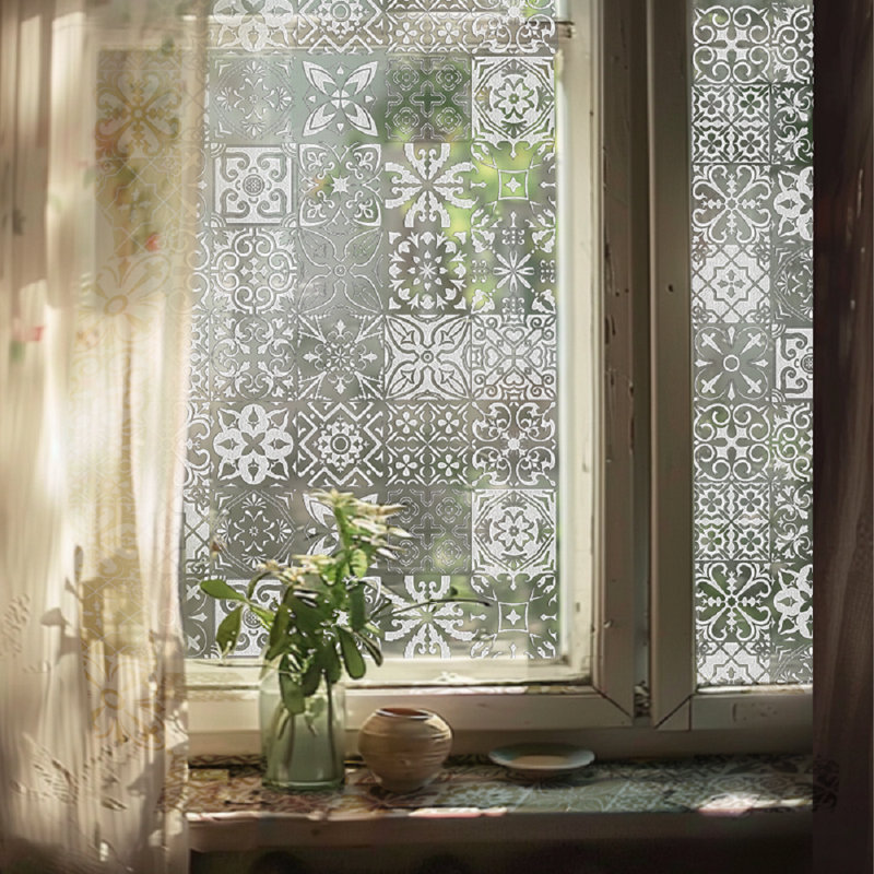 Retro Tile Design Non-Wall Damaging Window Decal