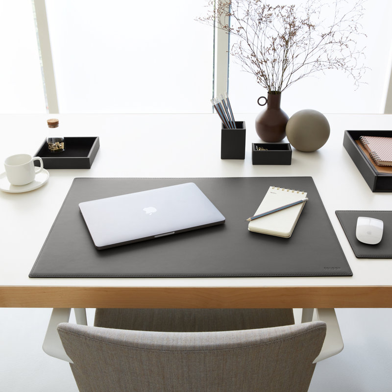 Mercurio Leather / Faux Leather Desk Pad, Anthracite Grey
