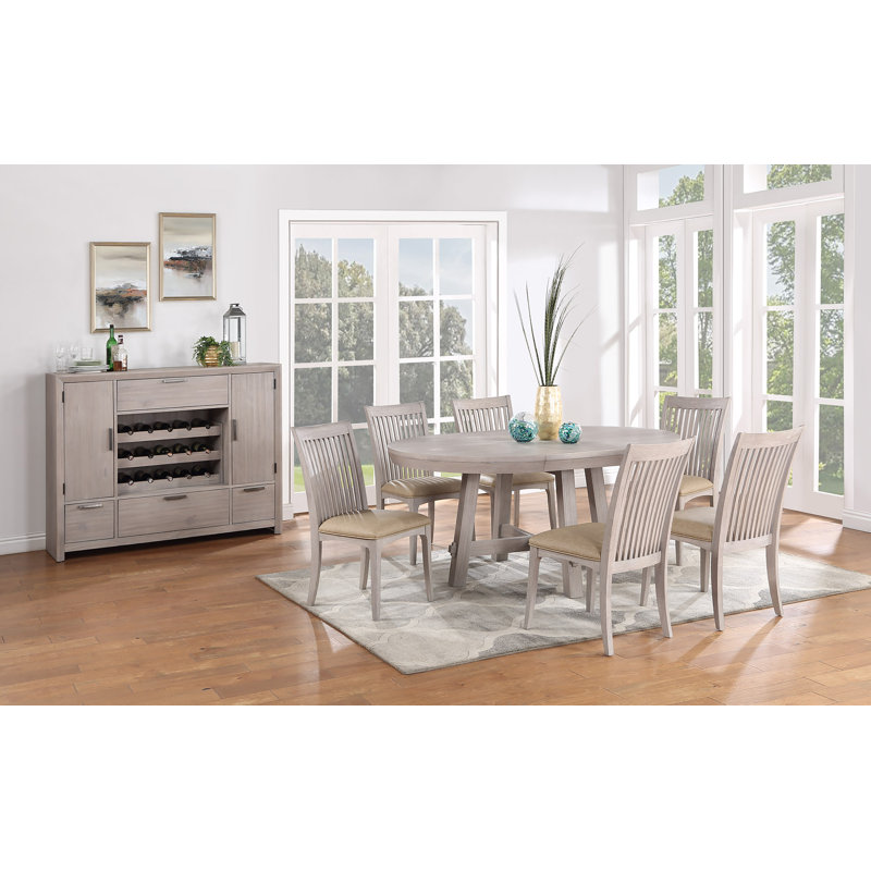 Solid Wood Extendable Round Pedestal Dining Table