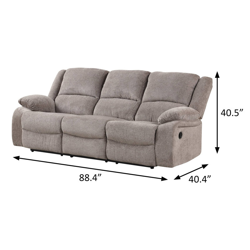 88.4" W Transitional Sofa, Mocha