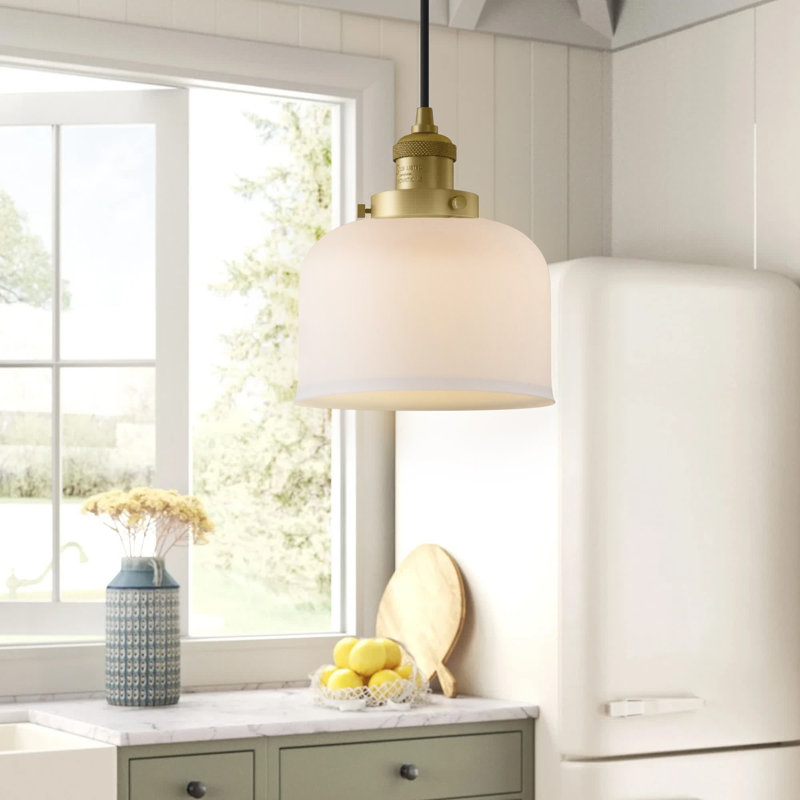 Metropole 1 - Light Single Pendant, Matte White, Brushed Brass, LED