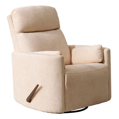 Oversized Swivel Recliner Chair With Massage And Heat, White by Latitude Run