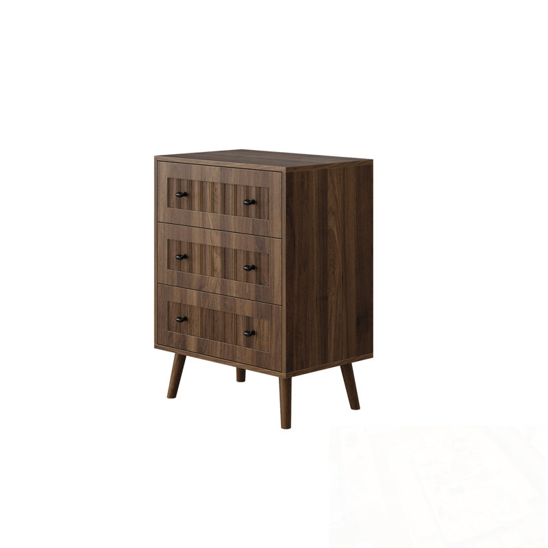 3-Drawer Wooden Chest with sturdy legs