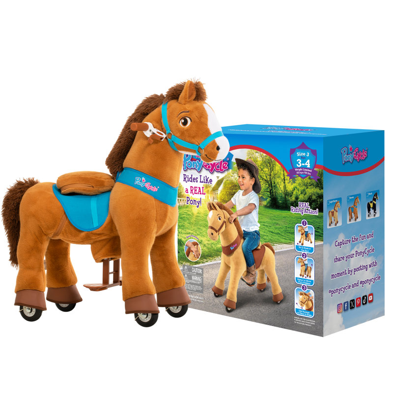 Model E Ride On Horse, Brun, Size 3 for Age 3-4