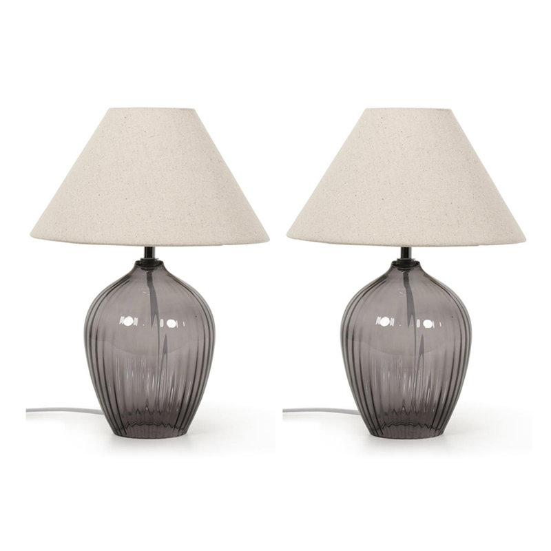 Matheo Glass Table Lamp, Grey