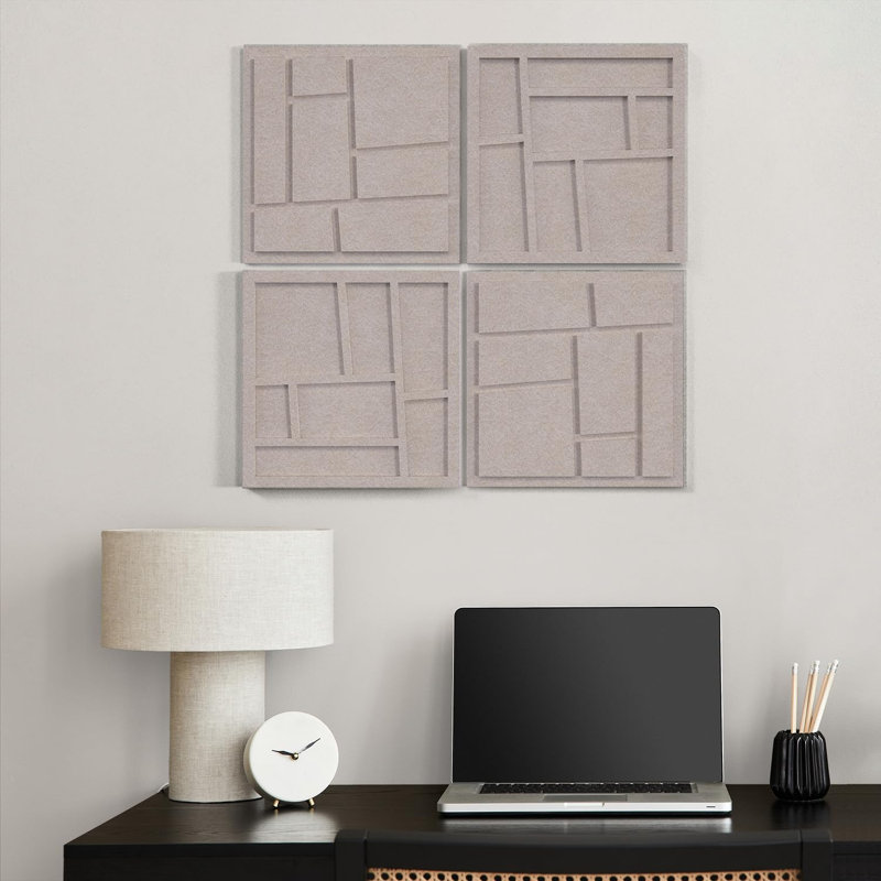 Motif quadrillé de panneaux muraux en feutre 3D, Beige