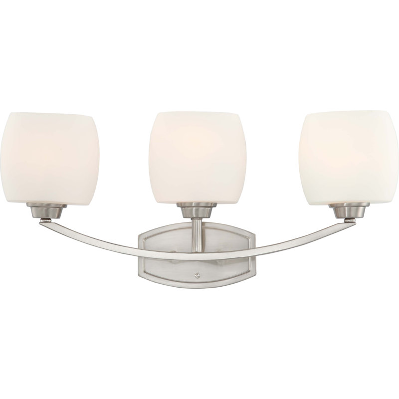 Éclairage pour meuble-lavabo 3 lumières Crafton, Nickel brossé / blanc satiné