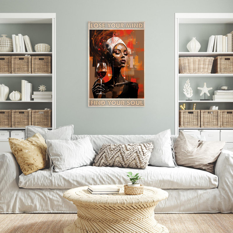 Woman Wine Lose Your Mind 2 - 1 Piece Rectangle Graphic Art Print On Wrapped Canvas, H 36 po x l 24 po x P 1,25 po