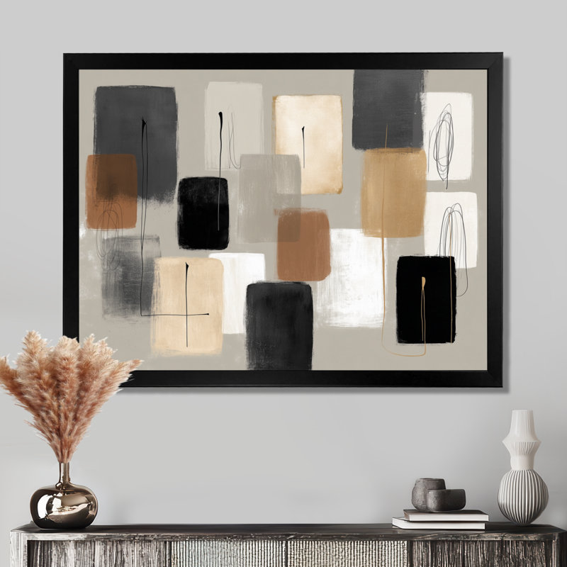 Formes noires avec mélange abstrait de minimalisme gris - impressions sur toile minimalisme, art mural gris minimaliste, Noir