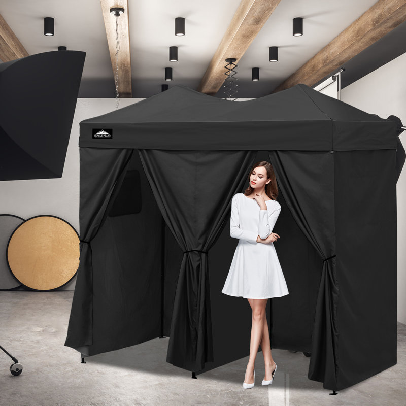 2 Rooms Pop Up Portable Changing Room, 2 Person Tent Privacy Shower Tent, Black