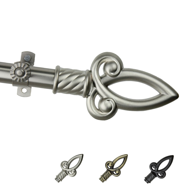 Tringle à rideaux simple Tavon, 66 po à 120 po, Nickel satiné