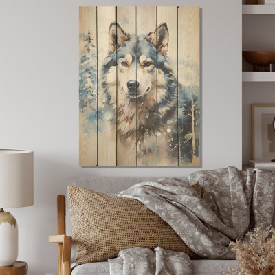 Siberian Dog Serenity - Art mural en bois sur bois de pin naturel