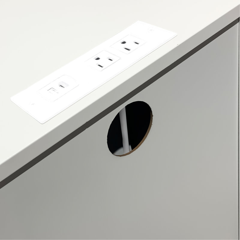 Table de chevet pour chambre à coucher avec 2 ports et prises de courant - blanc moderne pour la capacité de charge