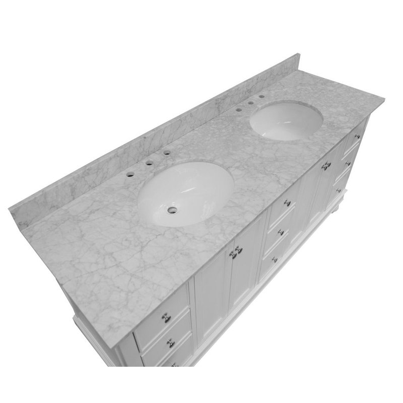 Bella 72" Double Freestanding Bathroom Vanity with Carrara Marble Top