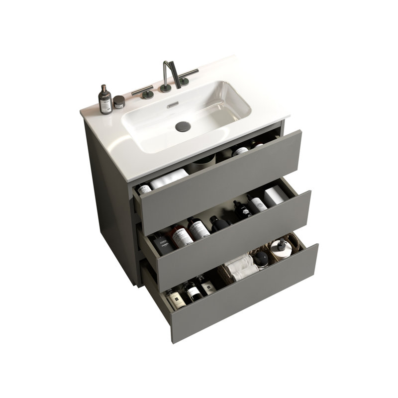 Meuble-lavabo gris 30 po - Polyvalent, polyvalent, élégant rangement, utilisation, 30"