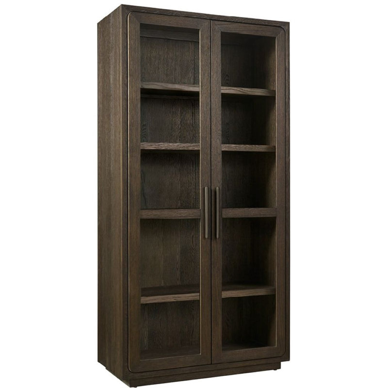 Modern Lighted Curio Cabinet, Brown