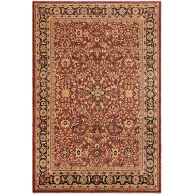 Tapis unique rouge / beige / bleu marine de 10 pi 2 po x 14 pi Otabek par Arshs Fine Rugs