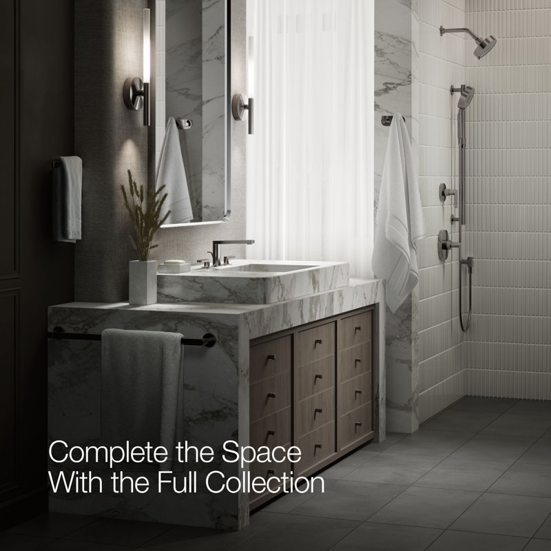 Composed Widespread Bathroom Faucet with Drain Assembly, Vibrant Titanium