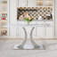 Table de salle à manger en acier inoxydable transformable à base en verre trempé de luxe à motif de Pandora blanc pour table de salle à manger-208608942