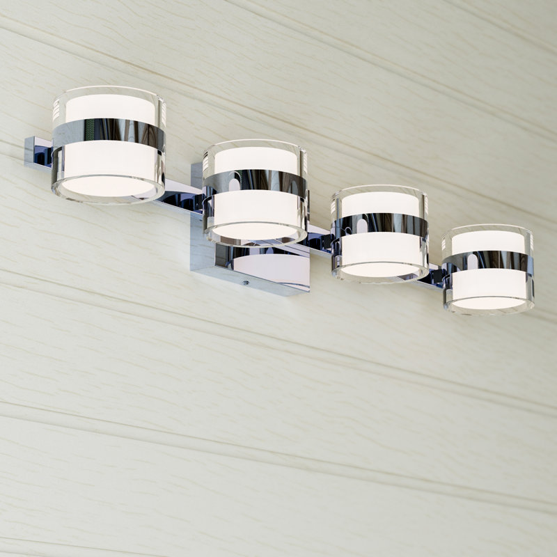 Luminaire de salle de bain chromé à 4 lumières à intensité variable et à intensité variable de 27,56 po Kinston réglable 3000K / 4000K / 5000K 3CCT