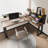 Brown + Black L-Shaped Solid Wood desk-259584376-259584378