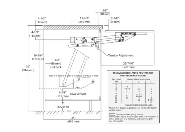 Rev-A-Shelf ML Series Natural Maple Base Cabinet Appliance Lift Shelf -  (11.75 x 20 x 1.38) - ml-mphdsccr-18 – Vevano