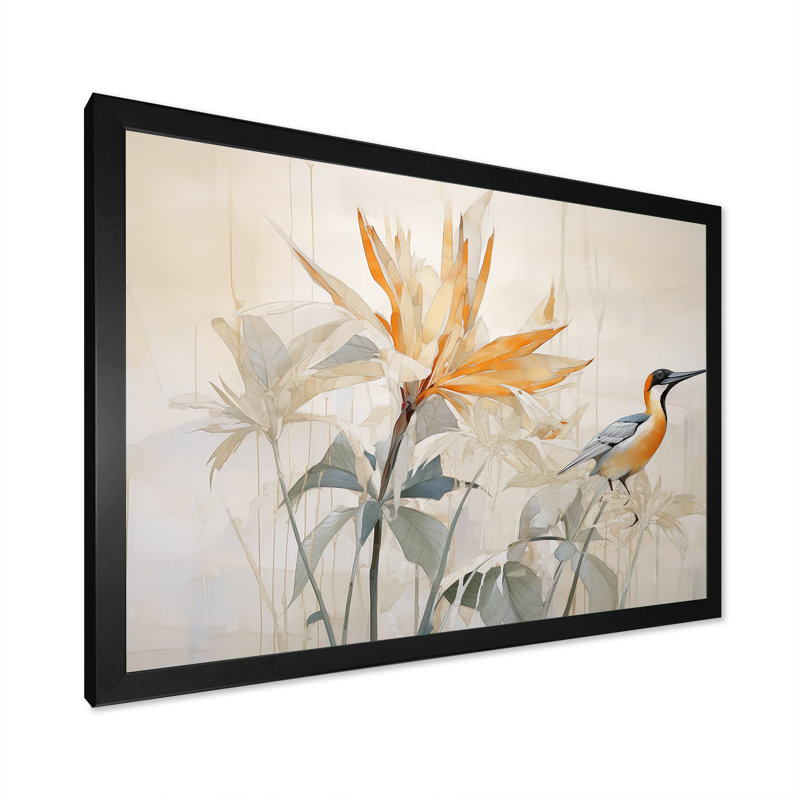 Minimalisme, oiseaux du paradis, fleurs, impression sur toile, Noir, H 30 po x l 40 po x P 1,5 po