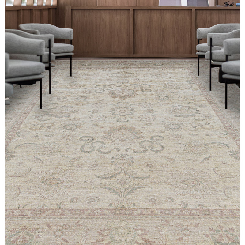 Sultanabad Hand-Knotted High-Quality Ivory Area Rug