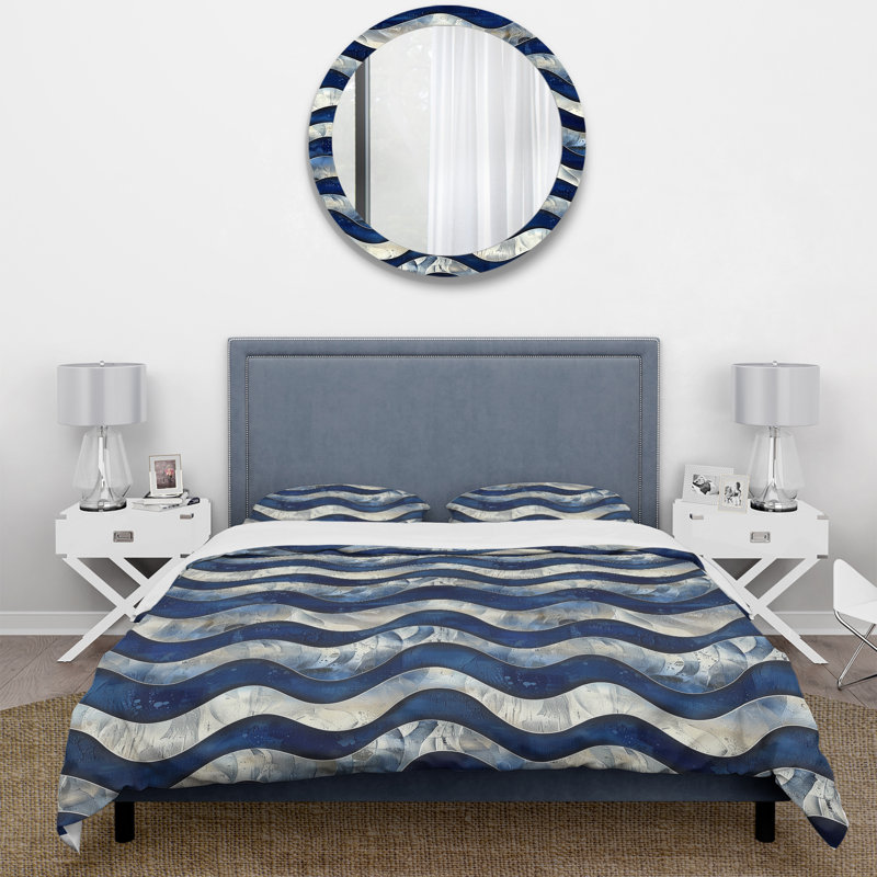 Ensemble de housse de couette Blue Retro Wave - Midcentury, Housse de couette très grand et 2 très grandes t