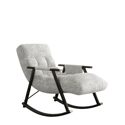 Casual Folding Rocking Chair Upholstered, Lounge Rocking Chair Adjustable High Back And Foot Rest,Side Pockets Placed In Living Room Bedroom Balcony