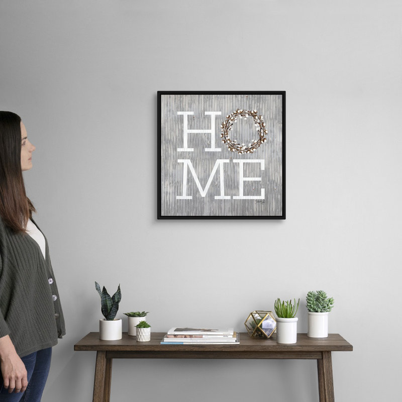 "Home" par Marla Rae, reproduction d’art textuel sur toile, H 22 po x l 22 po x P 1,75 po, Cadre noir