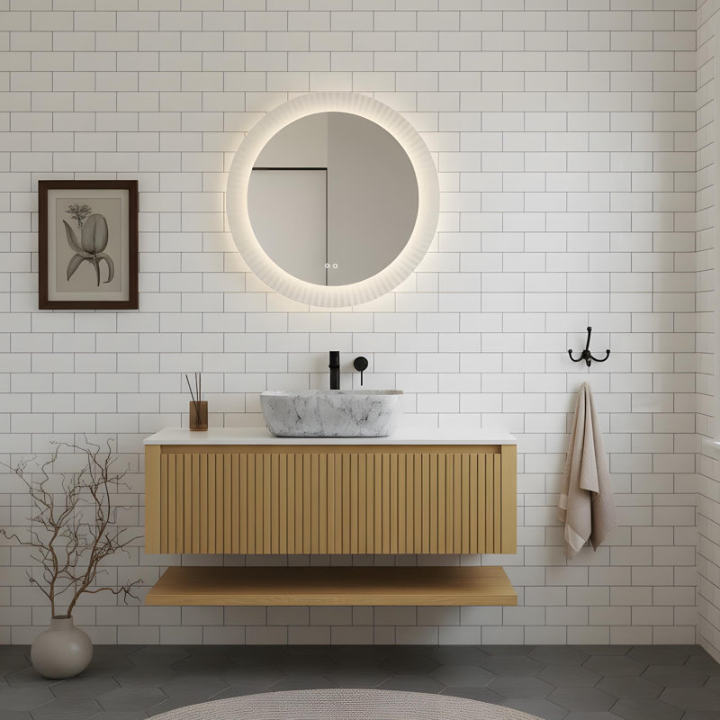 Meuble-lavabo mural en contreplaqué