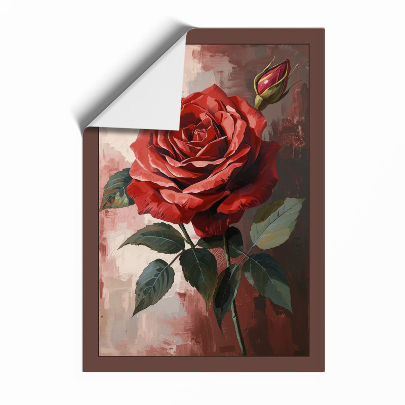 Crimson Rose Study Botanical - Print, Unframed, A1 - 84.1 x 59.4 cm