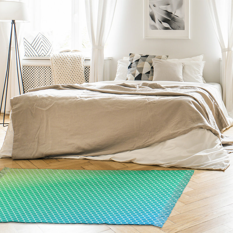 Écailles de sirène-vert/jaune Tapis décoratif, Oui