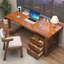 Bureau rectangulaire à 3 tiroirs en bois massif brun noisette-773787926