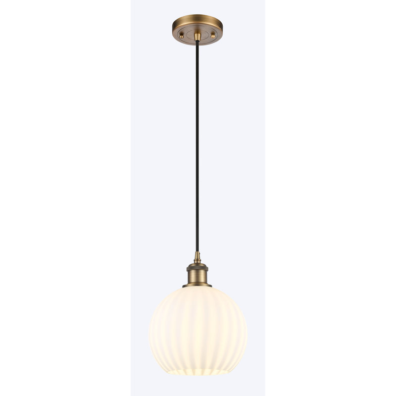Luminaire suspendu 1 lumière Ballston Venetian Cord-516-G1217, H 10 po x l 8 po x P 8 po, Laiton brossé