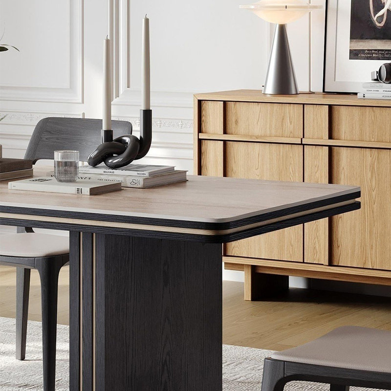 Ensemble de table de salle à manger rectangulaire vintage haut de gamme, H 29,5 po x L 55,1 po x l 29,5 po