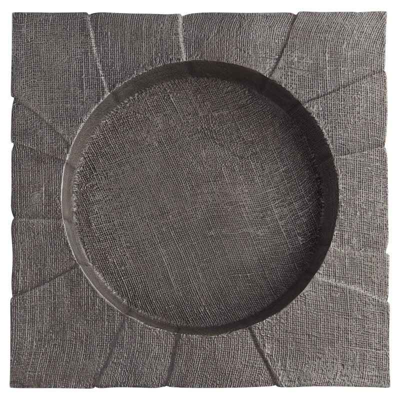 Baxter Metal Decorative Tray, Antique Pewter, 3" H x 24" W x 24" D